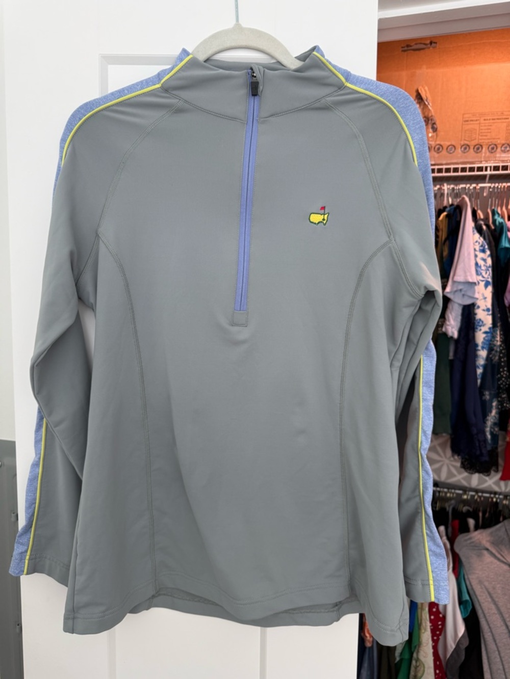 Magnolia Gray Pullover with Yellow Trim